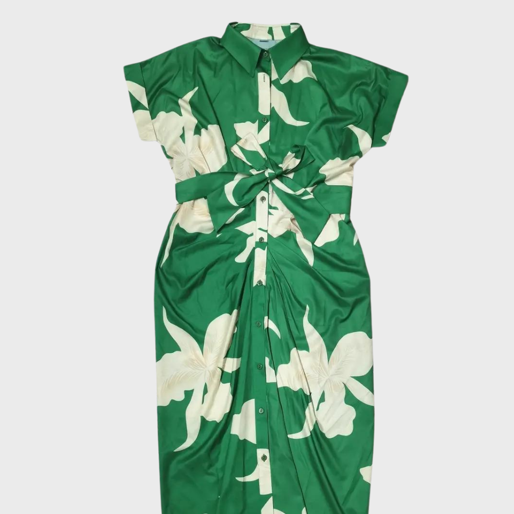 Dames Midi zomerjurk met Korte Mouwen en Knoopsluiting - Norielle