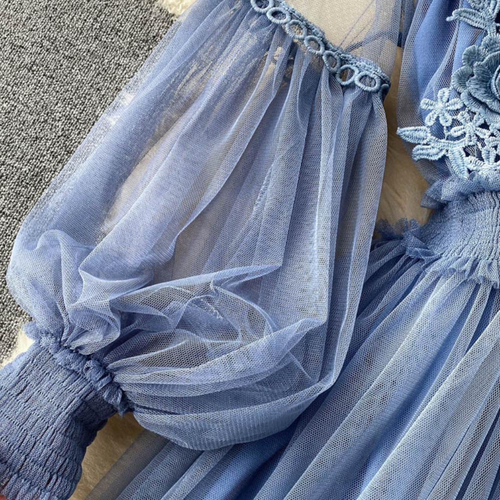 Dames Midi zomerjurk met bloemen en kant - Flora