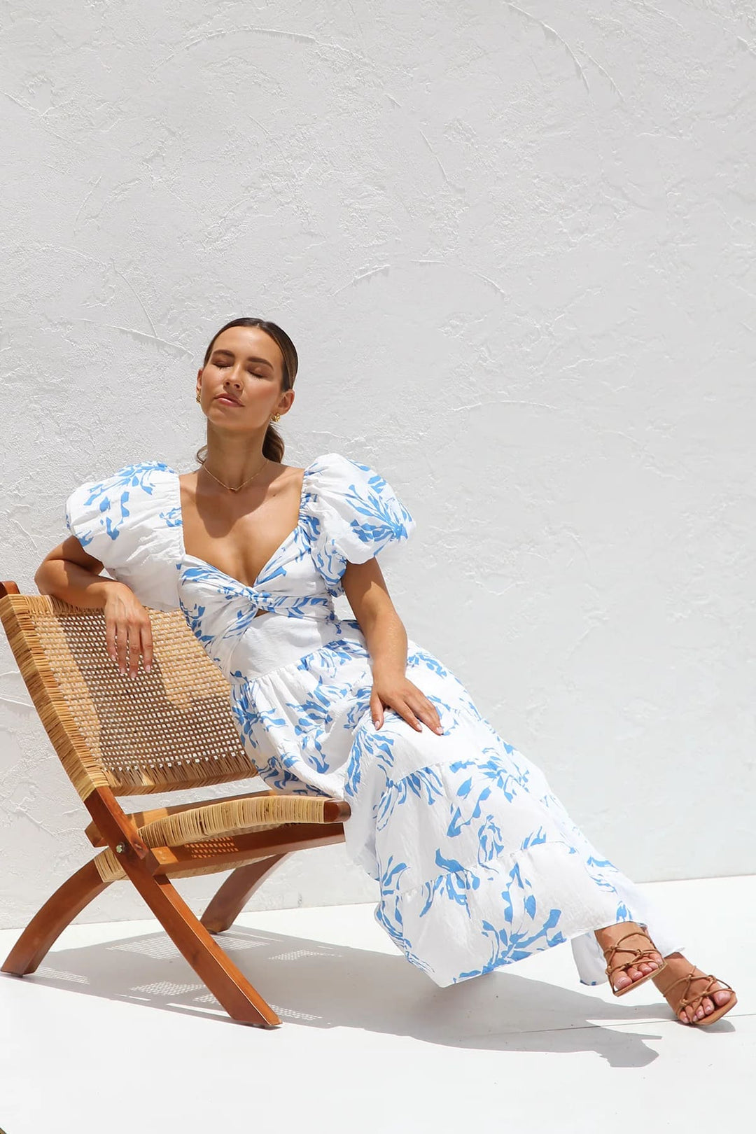 Dames Midi zomerjurkje met bladmotief - Ellen