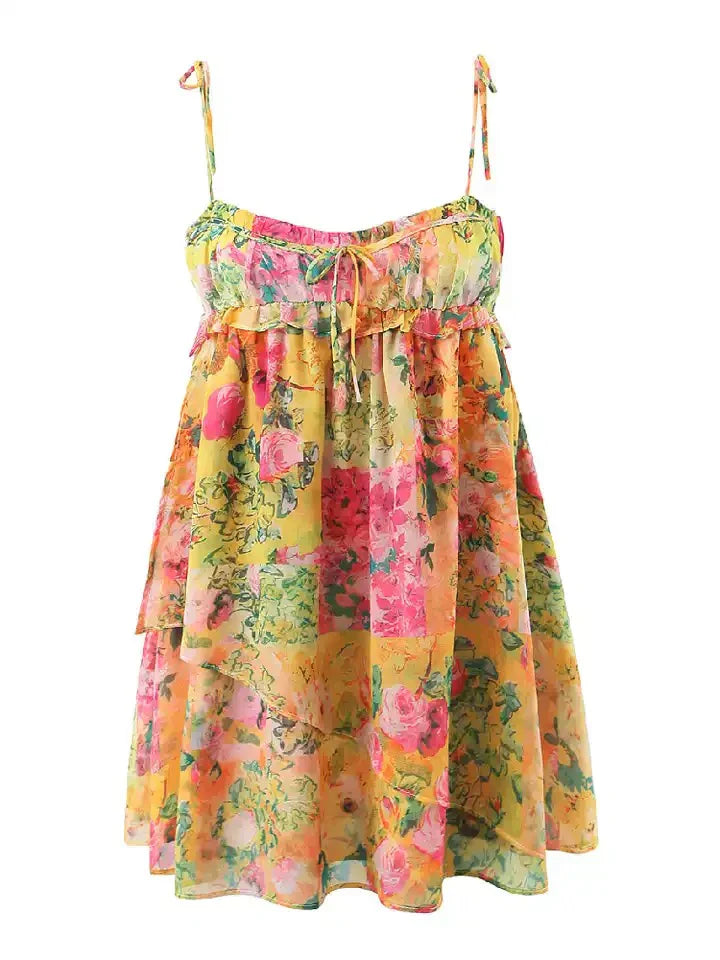 Dames Mini Zomerjurk met Bloemmotief - Chinky