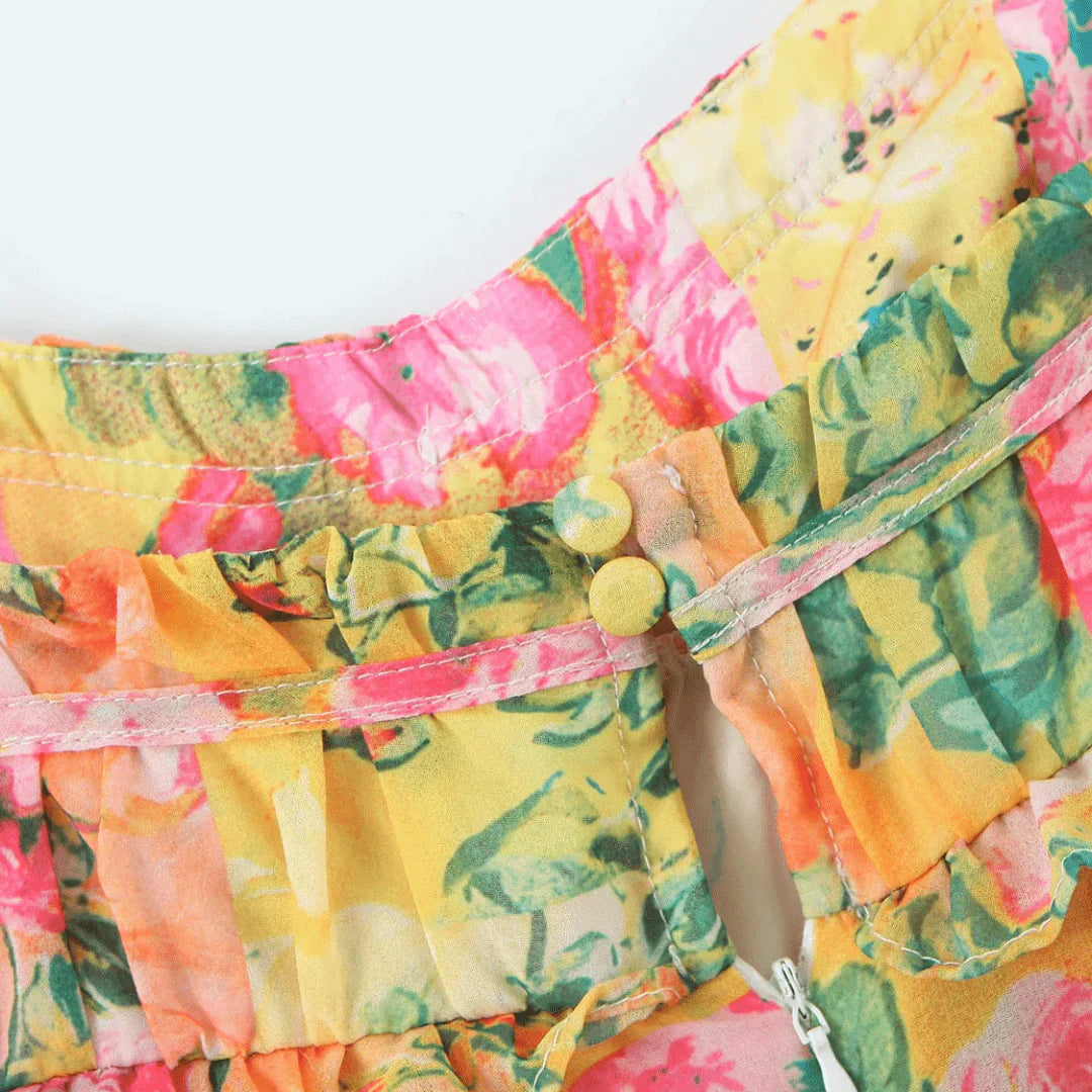 Dames Mini Zomerjurk met Bloemmotief - Chinky