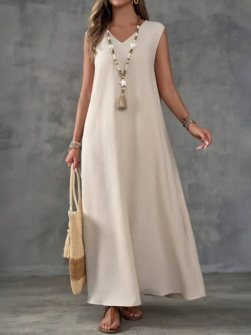 Dames Mouwloze Maxi Zomerjurk - Marigold