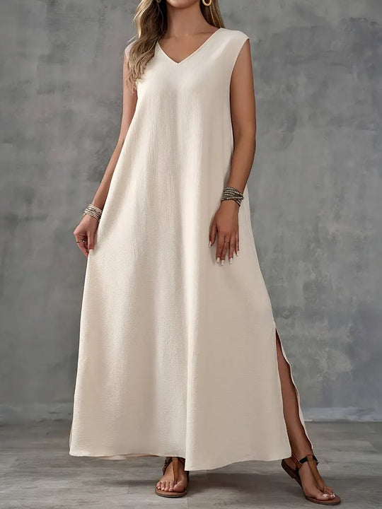 Dames Mouwloze Maxi Zomerjurk - Marigold