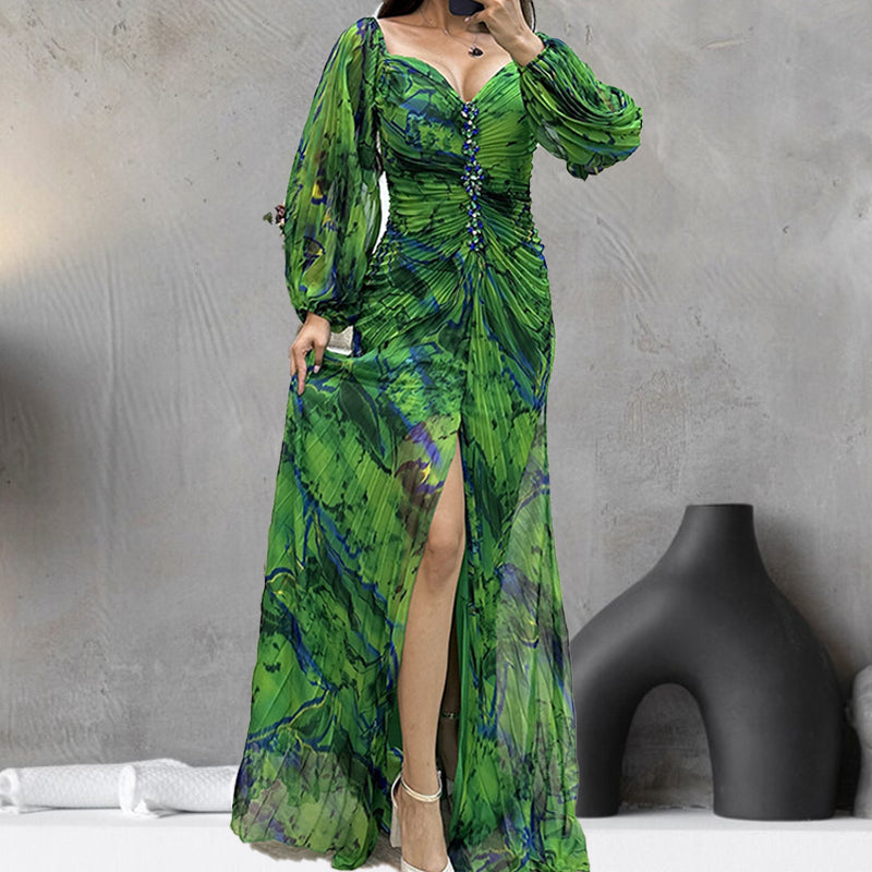 Dames Off Shoulder Geplooide Maxi Galajurk - Rozanne