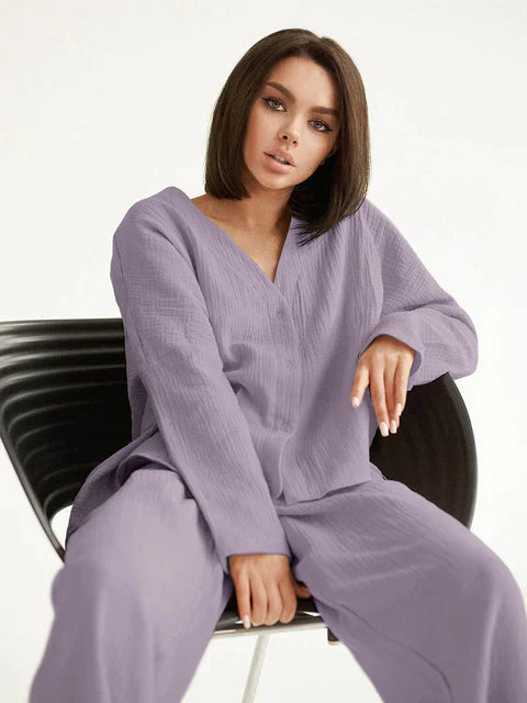 Dames Overhemd en Broek Loungwear Set - Dallia