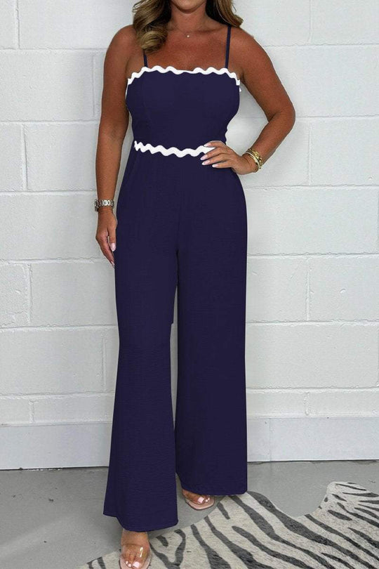 Dames Spaghetti bandjes met wijde pijpen jumpsuit- Lorina