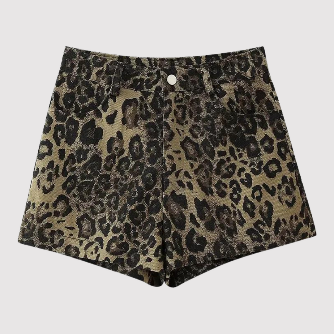 Dames Stretchy Leopardprint Shorts - Frances