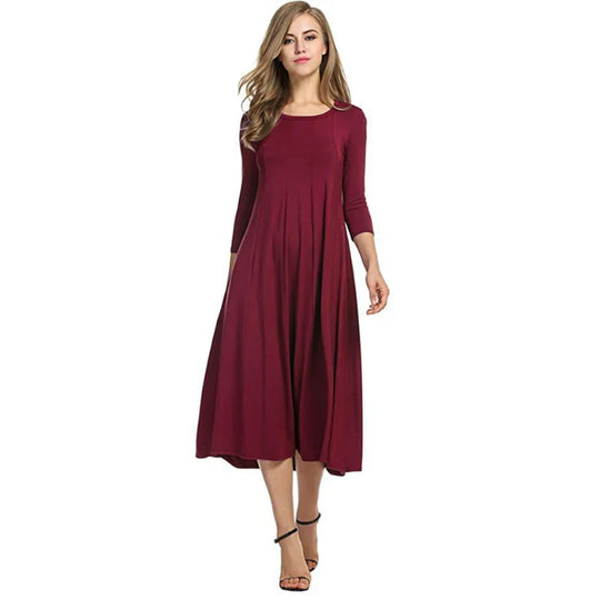 Dames Stylish Design Driekwart Midi Zomerjurk - Femme