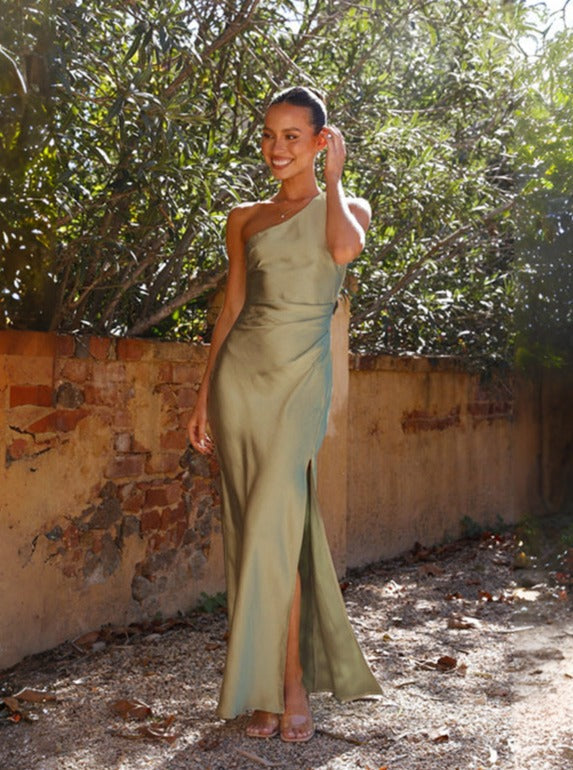 Dames Trouwjurk met één zijde en Hoge split - Delphine