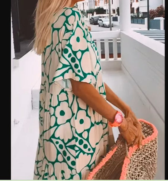 Dames V hals Maxi zomerjurk - Rosalie