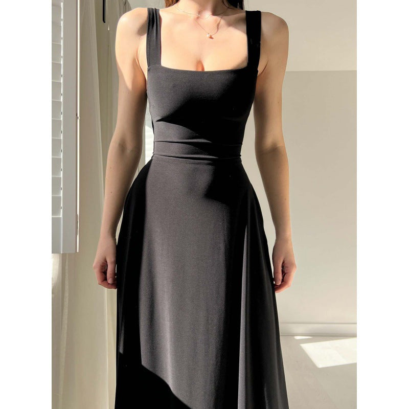 Dames Vierkante hals A lijn midi jurk - Brianna