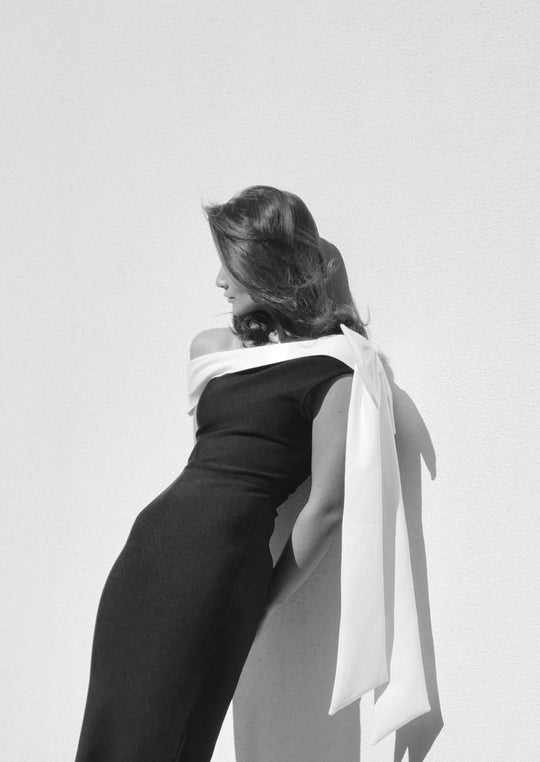 Dames Zwart Wit Midi Gala Jurk - Collette