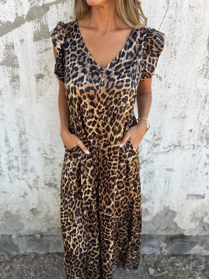 Dames mouwloze Luipaardprint zomer jumpsuit - Jessica