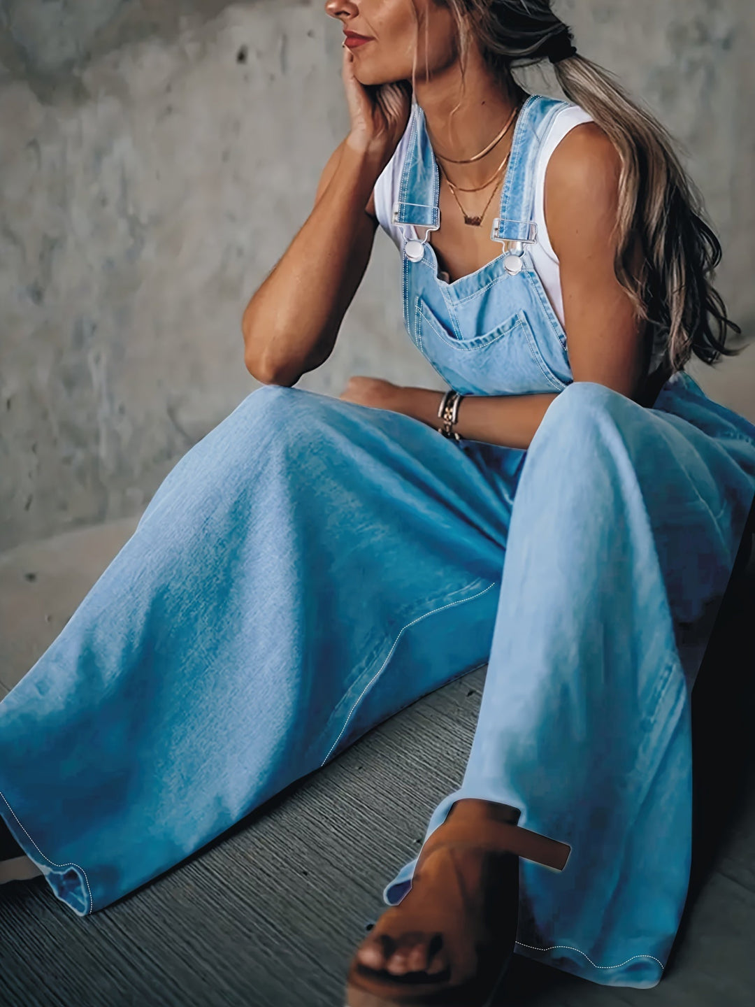 Dames wijde denim overall - Sophie