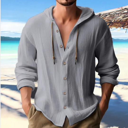 Danut - Modern casual herenshirt met trendy accent met capuchon