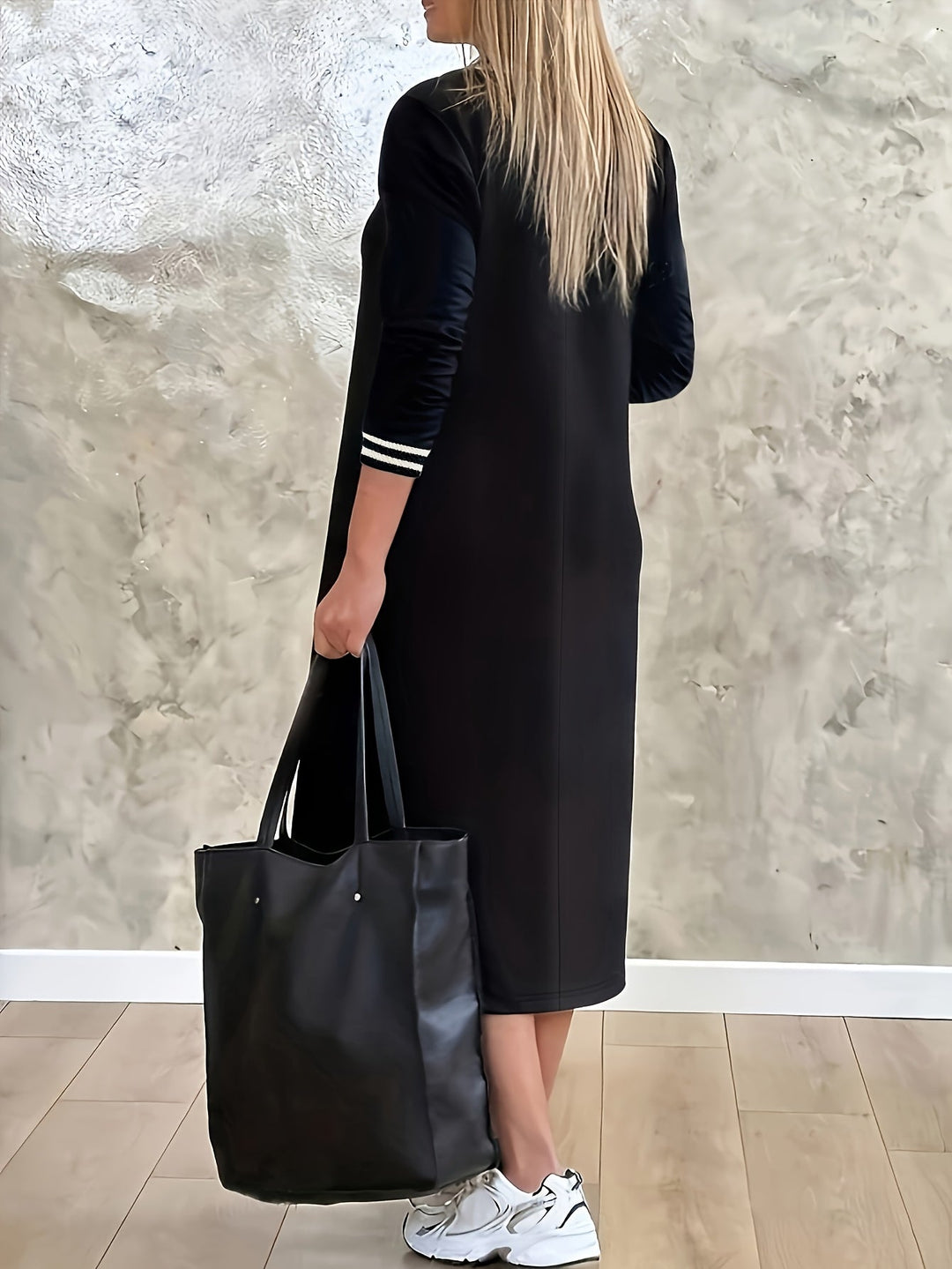 Dames Midi Jurk Elegant V-hals met Strepen - Lisa-3