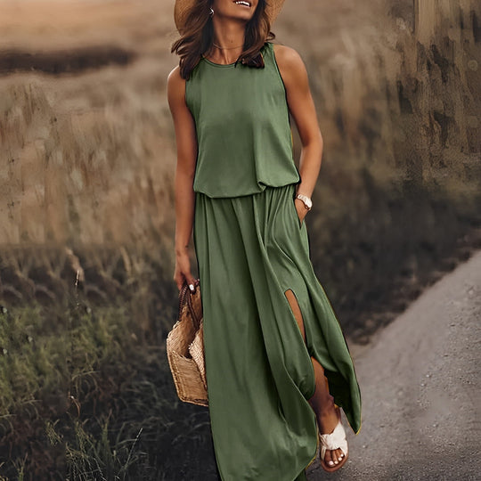 Variant image for Dames Maxi Jurk Mouwloos Elegante Kleuren Ademend - Sophie-13