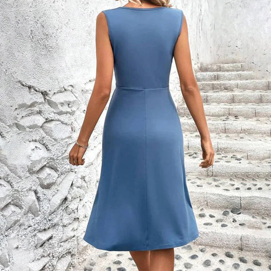 Dames Mouwloze Midi Zomerjurk Elegante Knielengte - ELLIANNA-6