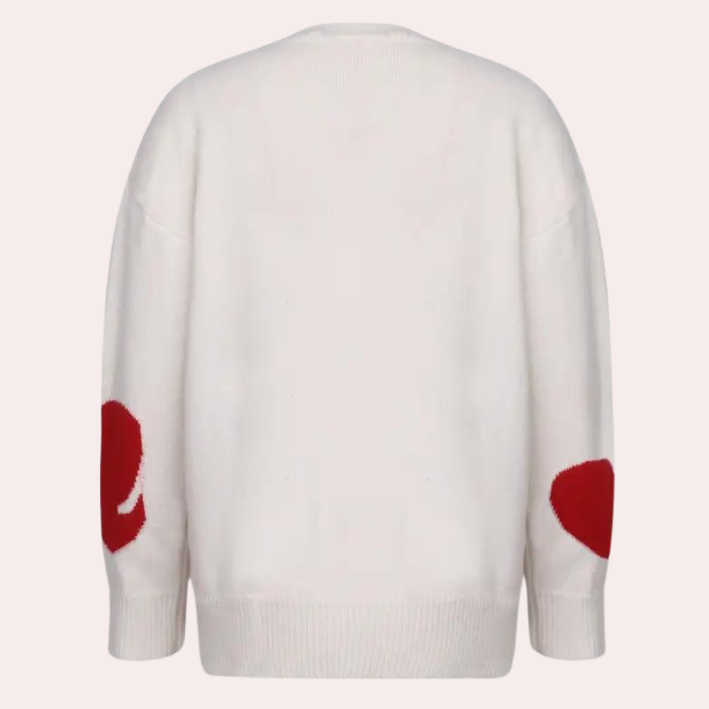 Ella - Gebreide trui met hartjes voor dames