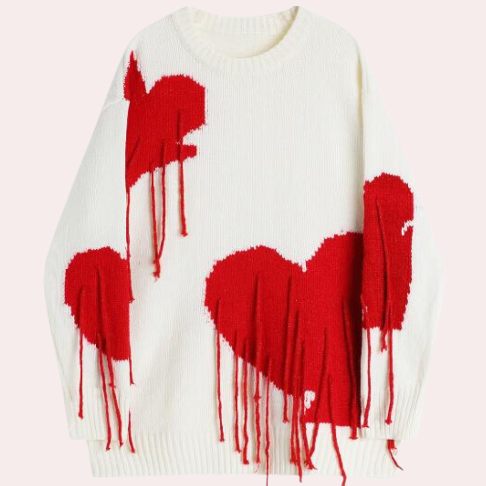 Ella - Gebreide trui met hartjes voor dames