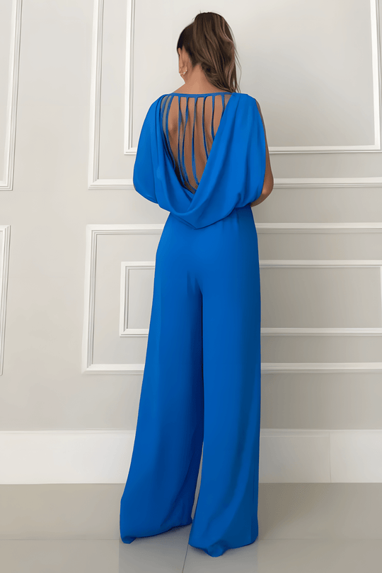 Dames Jumpsuit Mouwloos Zwart met Wijdvallende Pijpen - Emma-4