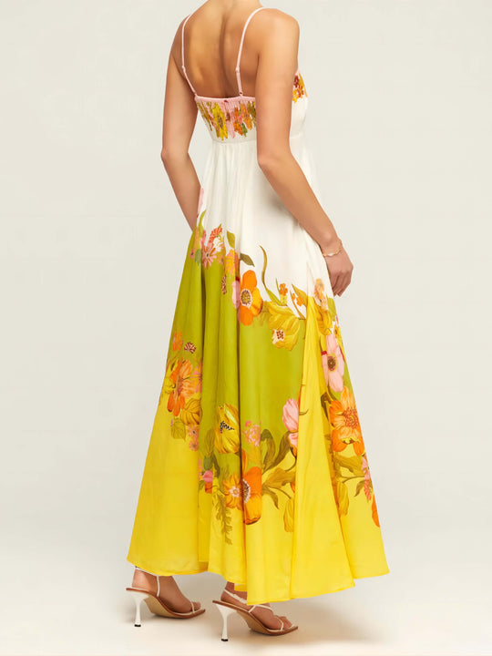 Dames Maxi Jurk Zomer Bloemenprint Elegante Spaghettibandjes - Emma-3