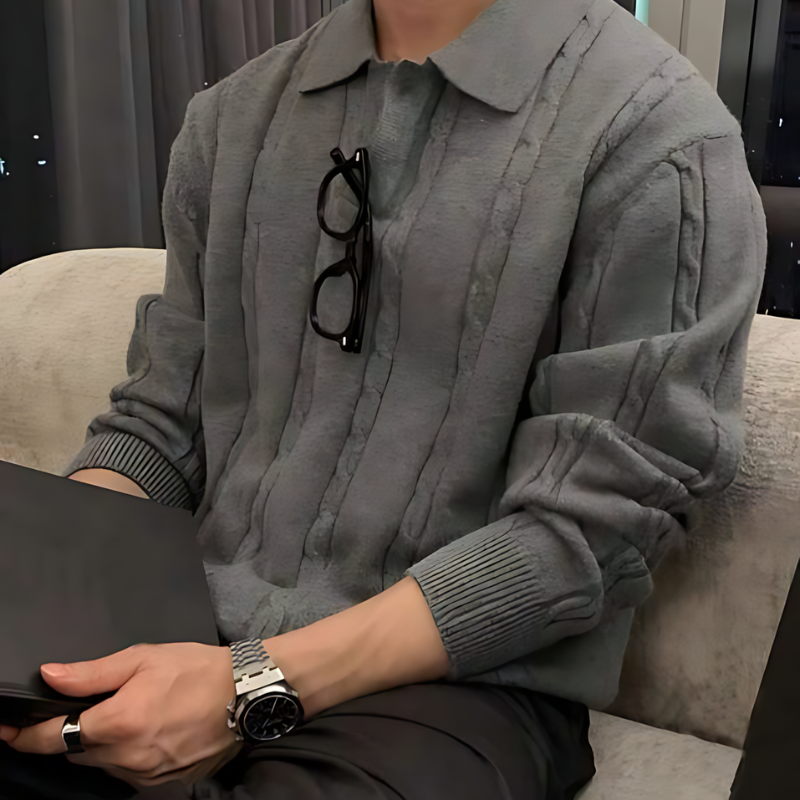 Fabian - Donkergrijze kruisschoudertrui voor heren