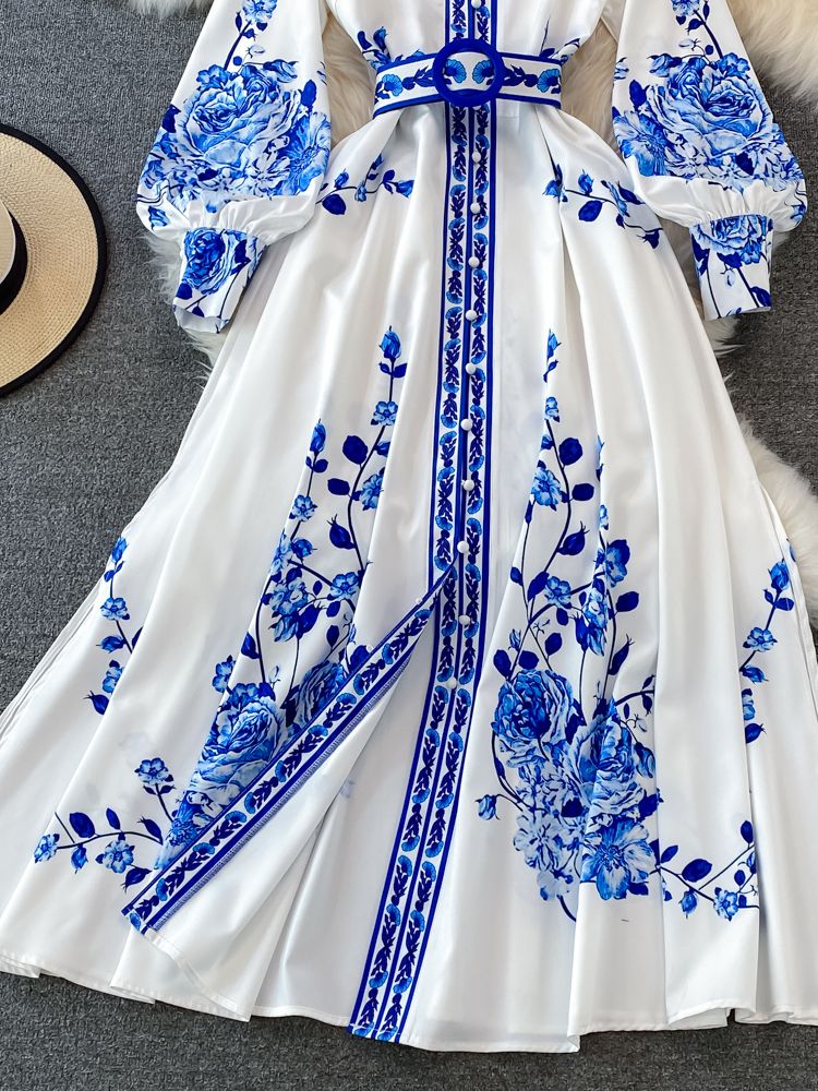Dames Maxi Jurk Bloemenprint Elegante Lange Zomerjurk - Klara-4