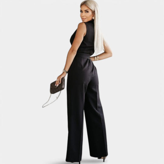 Dames Zwarte Jumpsuit Elegante Snit Feestelijk - Glamour-5