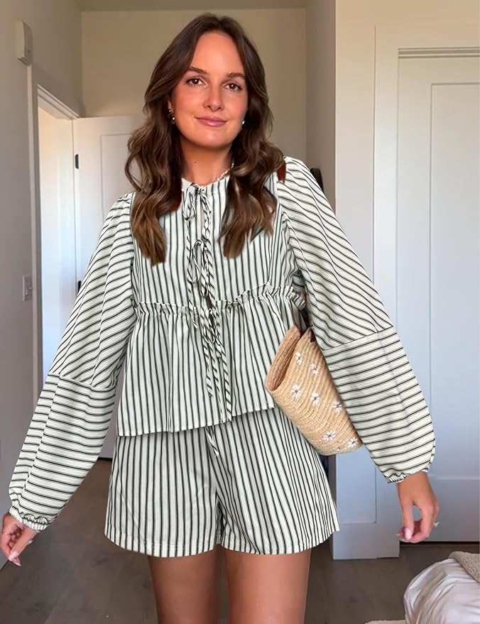 Vrouwen Zomer Set Ademend Geruit Design - Lola-6