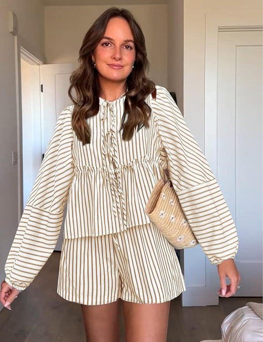 Variant image for Vrouwen Zomer Set Ademend Geruit Design - Lola-1