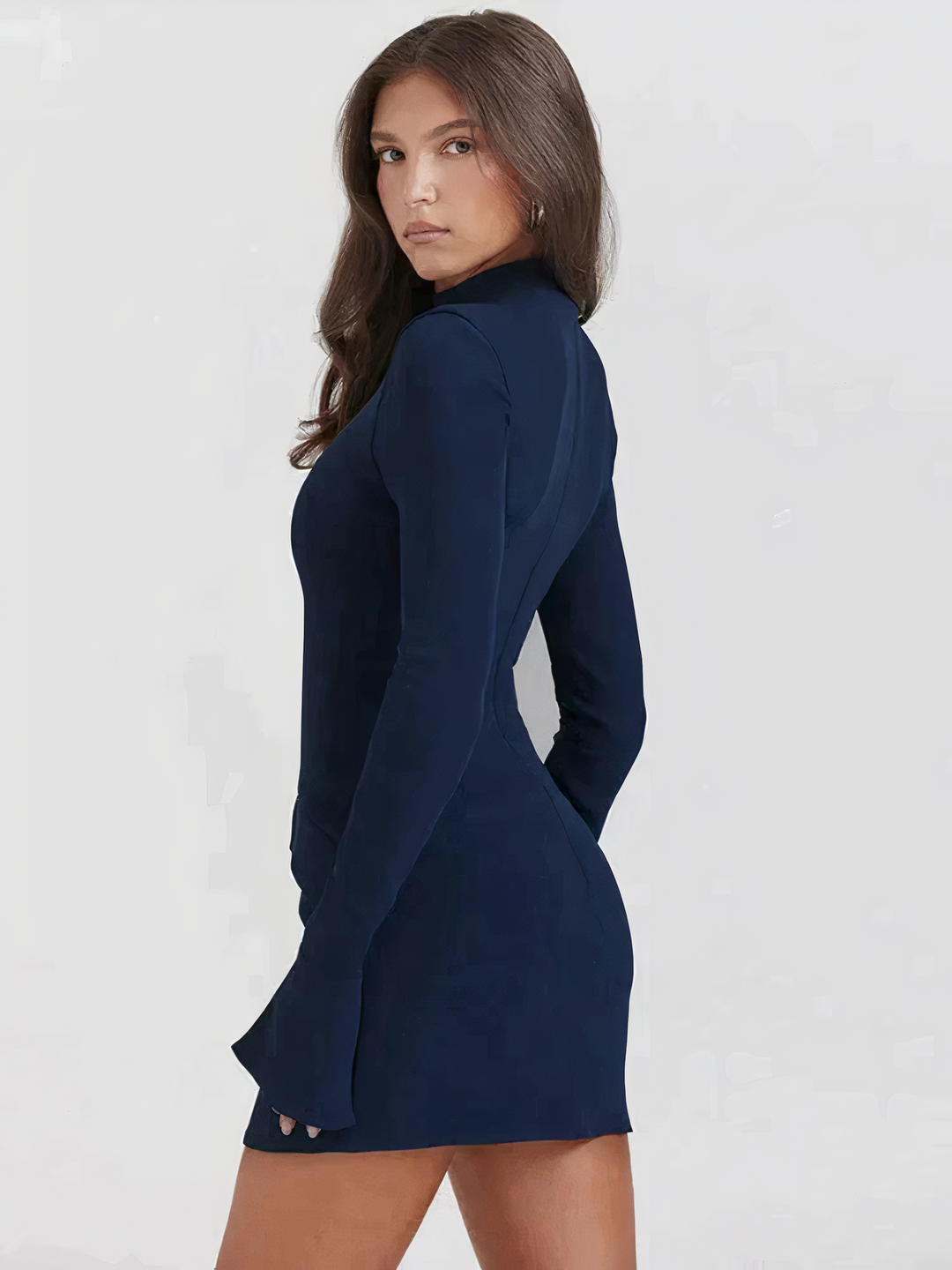 Dames Zwarte Mini Jurk Elegante Aansluitende Pasvorm - Francina-3