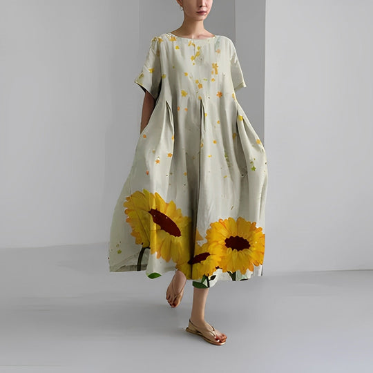 Dames Maxi Jurk Bloemenprint Luchtige Stof Voor Zomer - Simona-3