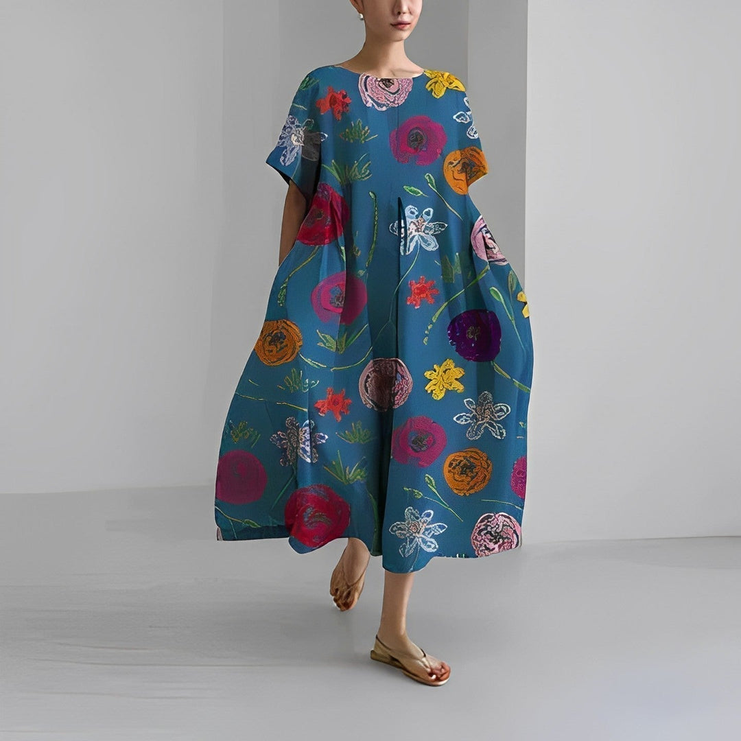 Dames Maxi Jurk Bloemenprint Luchtige Stof Voor Zomer - Simona-4