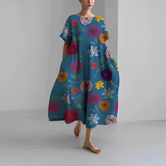 Dames Maxi Jurk Bloemenprint Luchtige Stof Voor Zomer - Simona-4