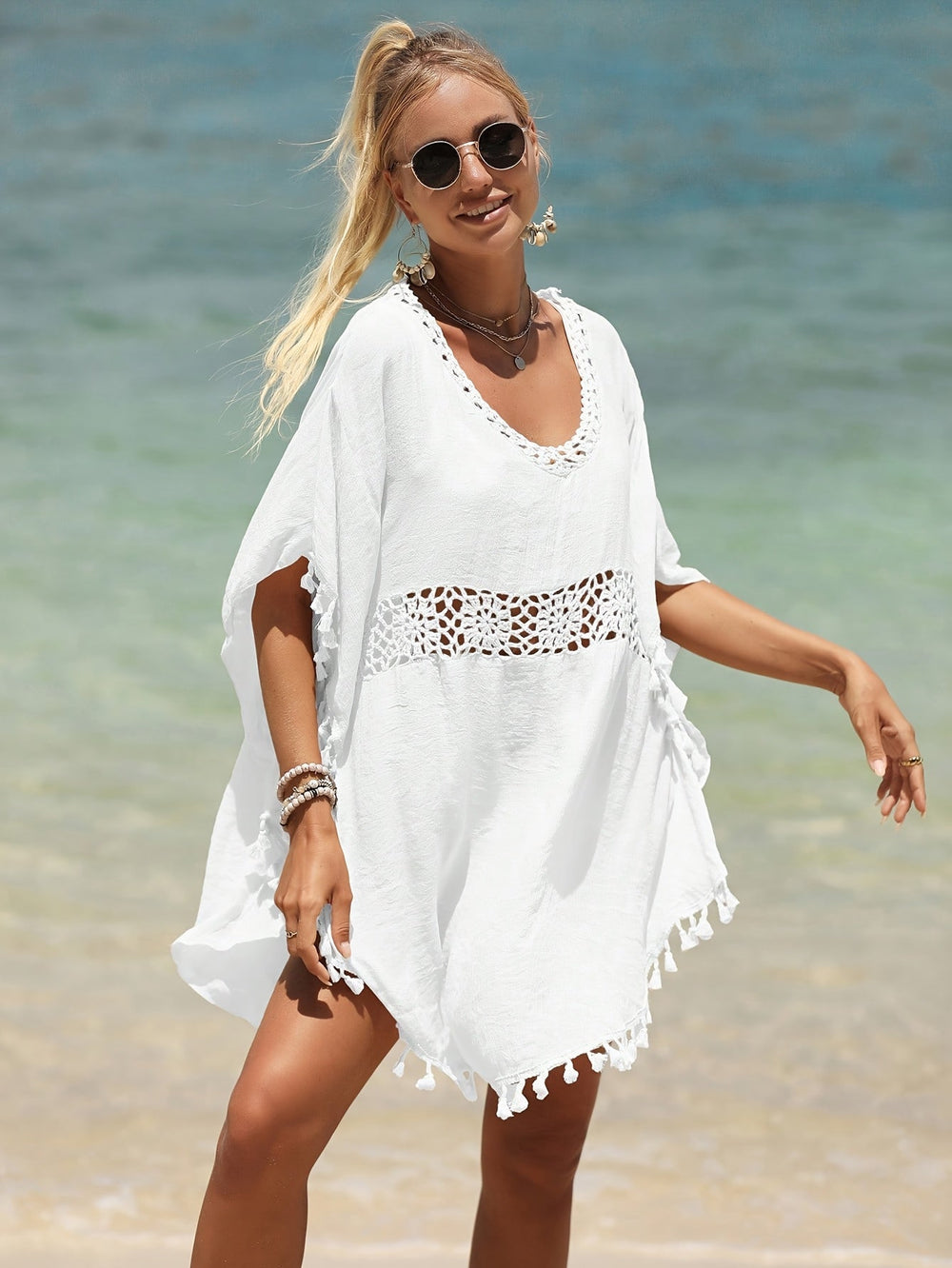 Dames Strandjurk Bohemian Gehaakte Details Losse Pasvorm - Lauren-2