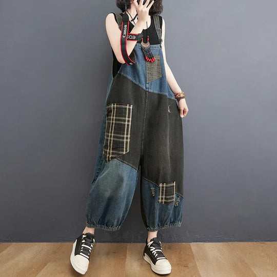 Dames Denim Overalls Losse Pasvorm met Spaghetti Bandjes - Luna-1