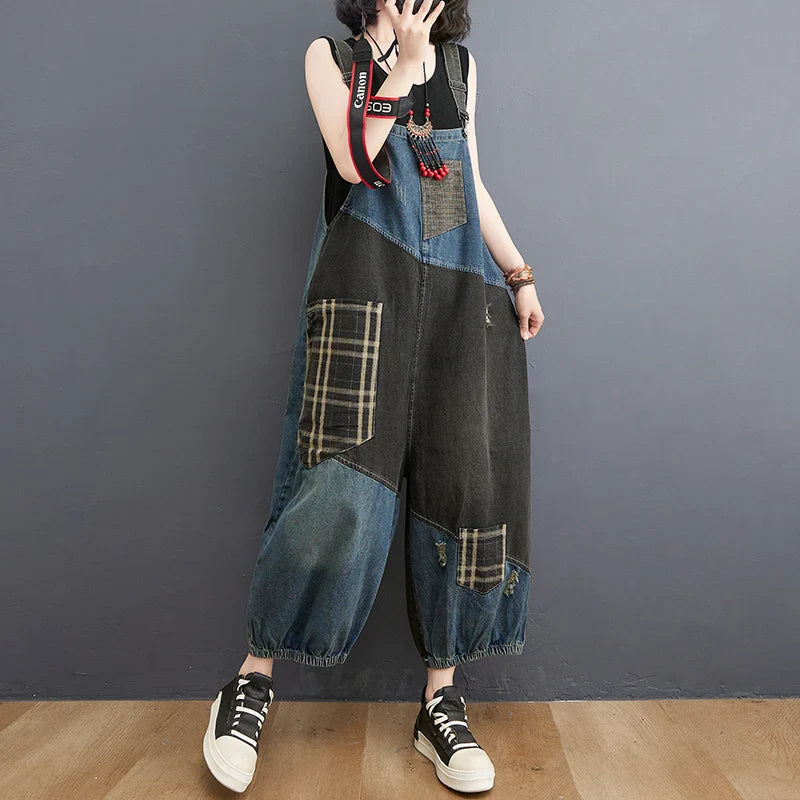 Dames Denim Overalls Losse Pasvorm met Spaghetti Bandjes - Luna-6