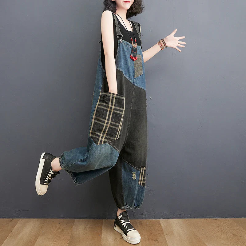 Dames Denim Overalls Losse Pasvorm met Spaghetti Bandjes - Luna-4