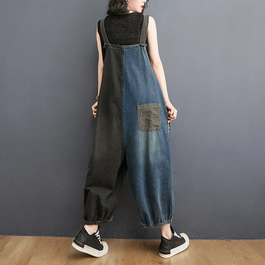 Dames Denim Overalls Losse Pasvorm met Spaghetti Bandjes - Luna-3