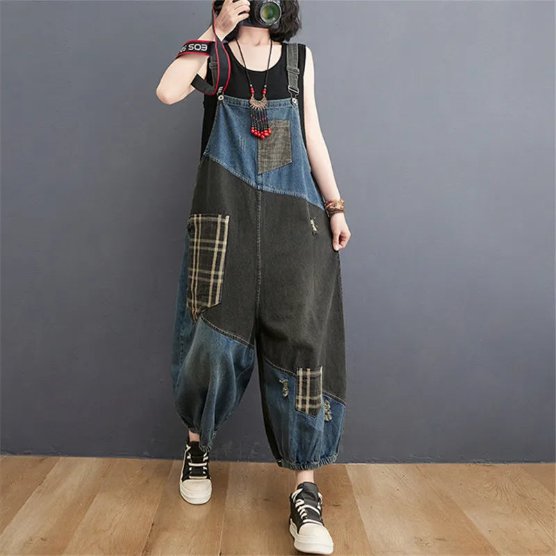 Dames Denim Overalls Losse Pasvorm met Spaghetti Bandjes - Luna-2