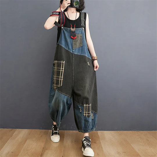 Dames Denim Overalls Losse Pasvorm met Spaghetti Bandjes - Luna-2