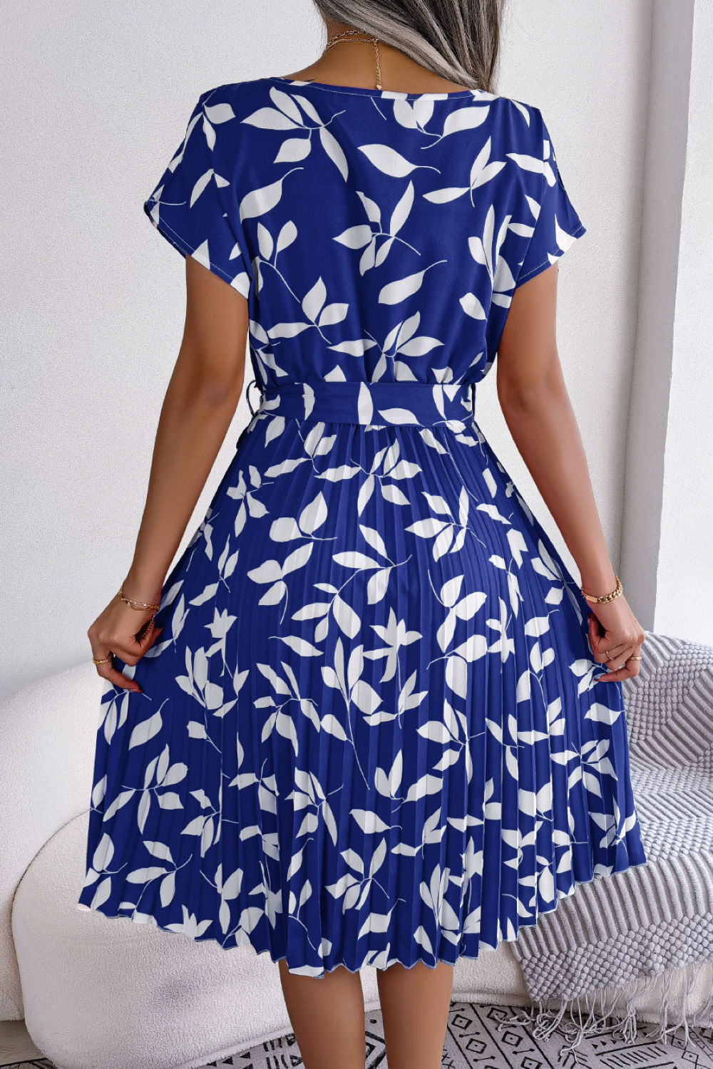 Dames Midi Jurk Elegante Bloemenprint Hoge Taille - Lissora-2