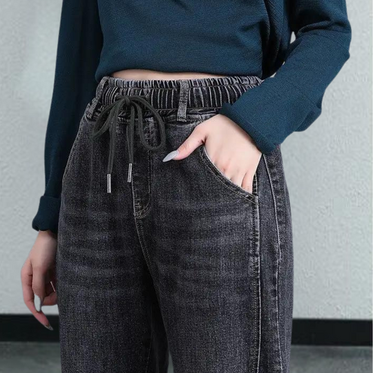 Lucrezia - Relaxed fit damesjeans met verstelbaar trekkoord voor meer comfort