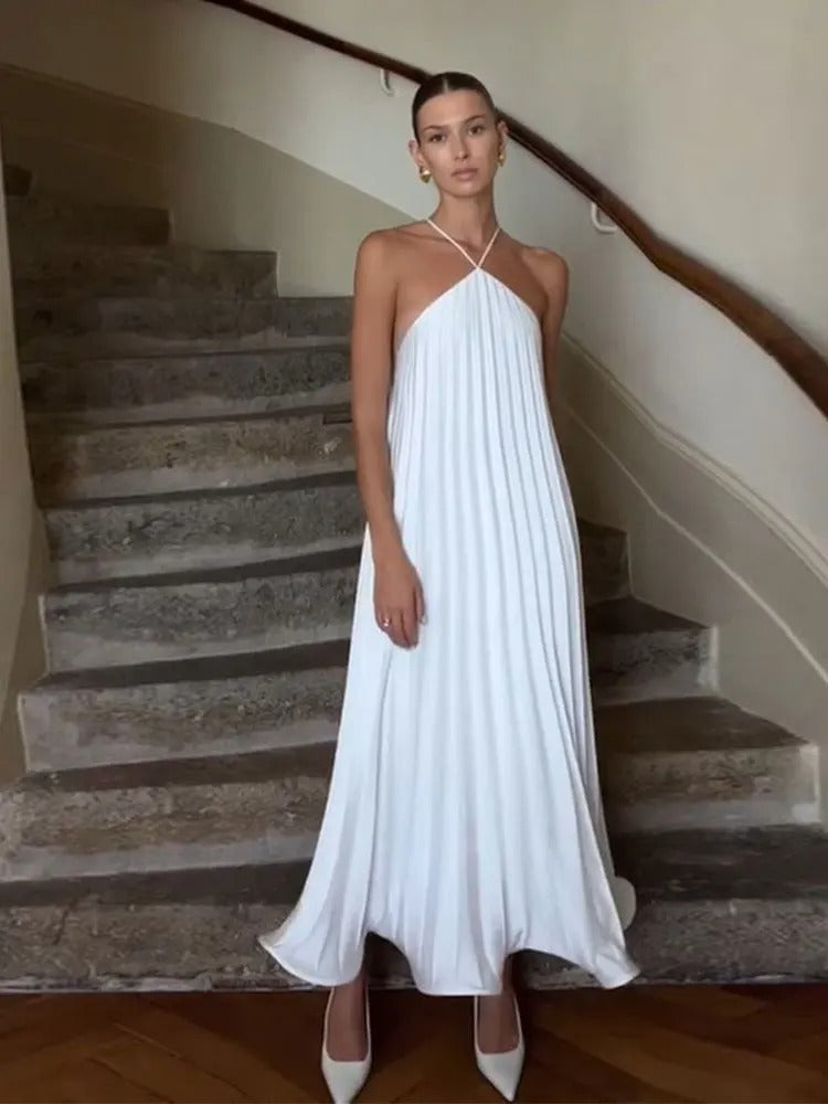 Dames Geplisseerde Halterjurk Elegant Voor Feestelijke Gelegenheden - Amélie-1