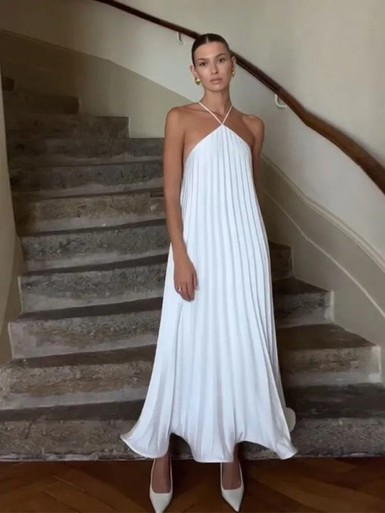 Dames Geplisseerde Halterjurk Elegant Voor Feestelijke Gelegenheden - Amélie-1