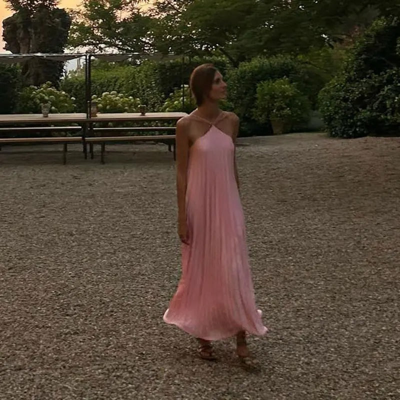 Dames Geplisseerde Halterjurk Elegant Voor Feestelijke Gelegenheden - Amélie-2