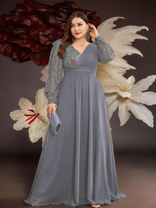 Variant image for Vrouwen Maxi Avondjurk Elegante A-Lijn Lange Mouwen - Marjolein-1