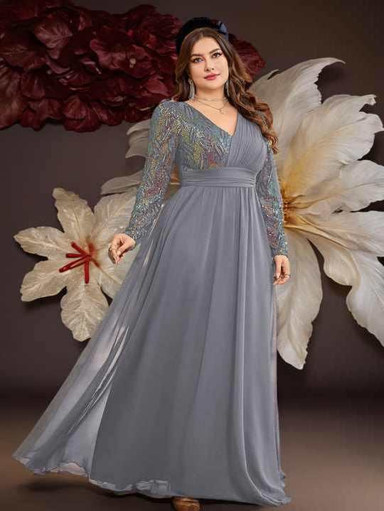 Vrouwen Maxi Avondjurk Elegante A-Lijn Lange Mouwen - Marjolein-3