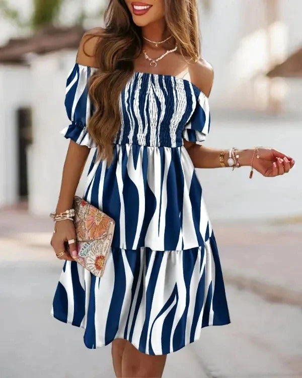 Variant image for Dames Jurken Zomer Off-Shoulder Bloemenprint Midi Jurk - Matilda-36